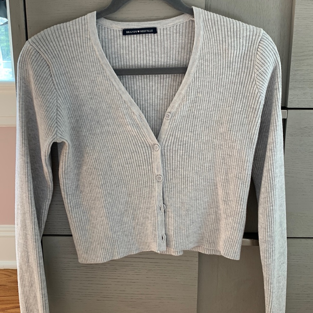 Cropped Grey Cardigan Brandy Melville